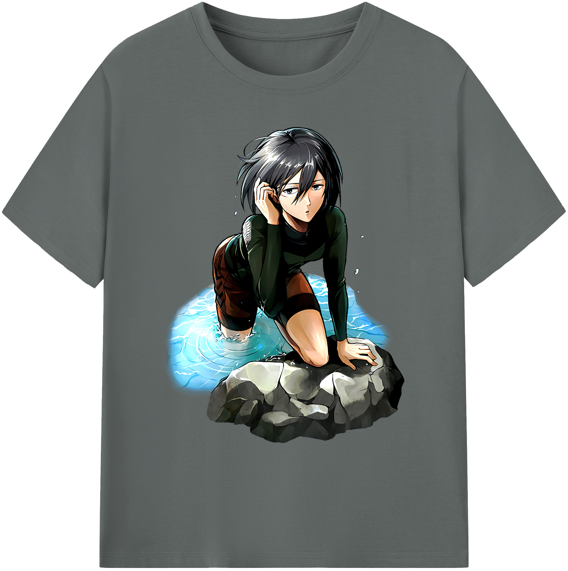 （画像用） 進撃の巨人 ミカサ·アッカーマン Attack on Titan Mikasa Ackerman 綿100％ メンズ半袖Tシャツ｜肌触りやわらか＆通気性